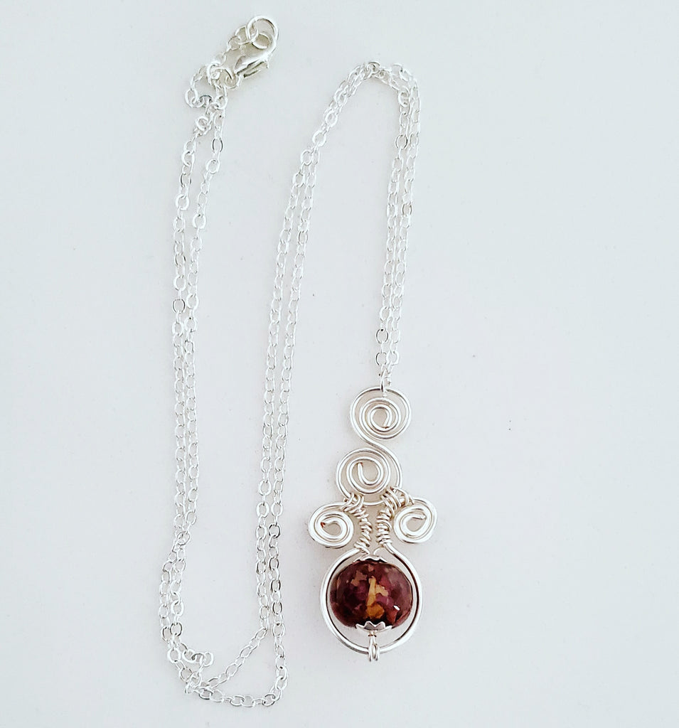 Wire Wrapped Floral Bead Necklace