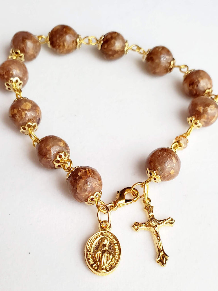 Rose Bead Rosary Bracelet
