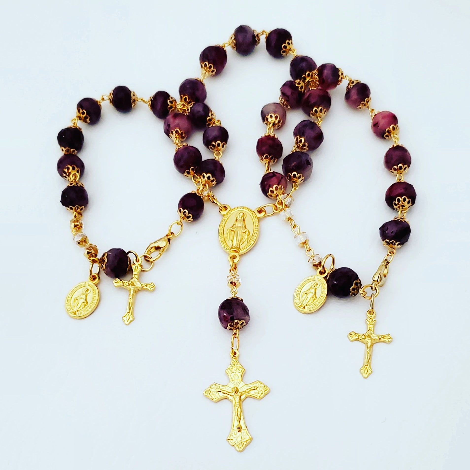 Rose Petal Bead Floral Petal Single Decade Pocket Rosary – Sweet